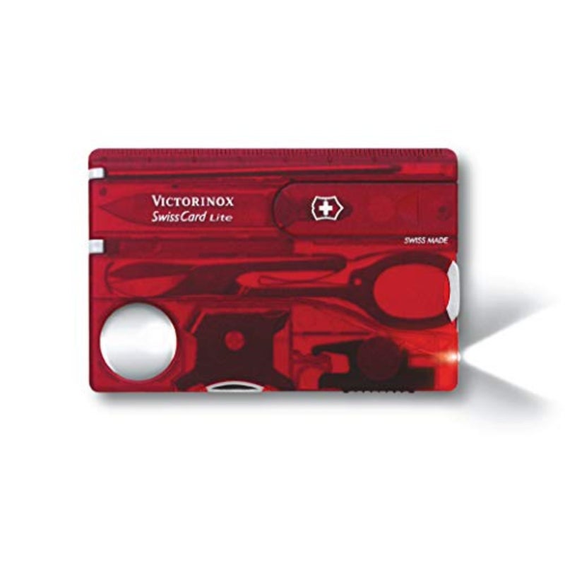 Swiss Card Lite, Made Pocket Tool, 13 Functions, Led, Magnifier, Red Transparent - Image 3
