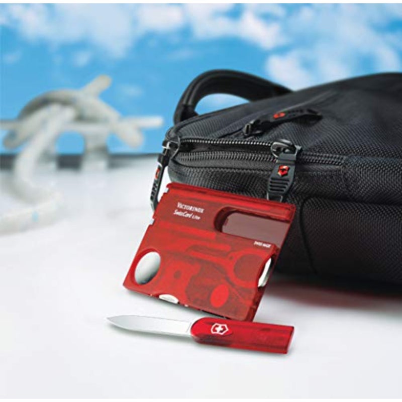 Swiss Card Lite, Made Pocket Tool, 13 Functions, Led, Magnifier, Red Transparent - Image 2