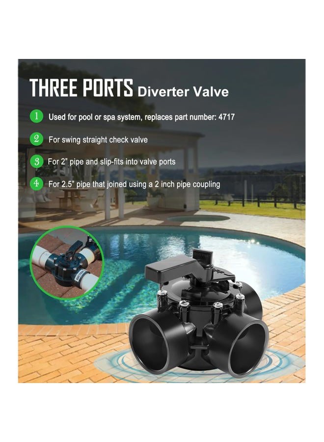 Ussuray 4717 2 to 2-1/2-Inch 3-Port Diverter Positive Seal Non-Lube Valve Replacement for Jandy NeverLube Diverter Valve Black - Image 2
