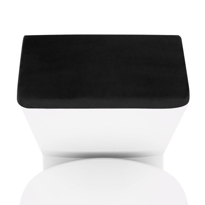 STRETCH VELVET TOILET TANK LID COVER FOR BATHROOM SUPER SOFT TOILET TANK COVER LUXURY VELVET PLUSH WITH ELASTIC BOTTOM MACHINE WASH BLACK