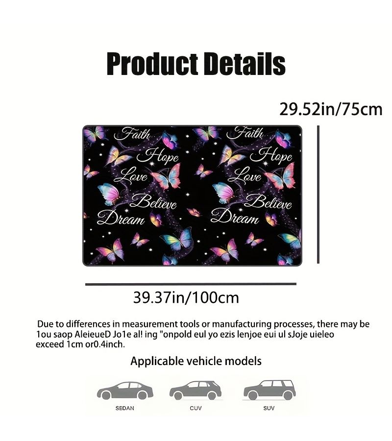 1 Piece Fashionable Colorful Butterfly Letter Pattern Anti Slip Washable Car Trunk Mat For SUV Home Door Decoration Mat Creative Printed - Image 2