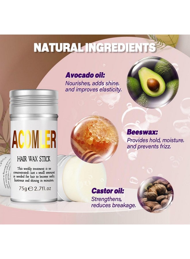 أكوملير عصا شمع الشعر من أكوملر، عامل تصفيف للشعر المتطاير، عصا تصفيف شعر غير دهنية، عبوة من قطعتين فضيتين - Image 3