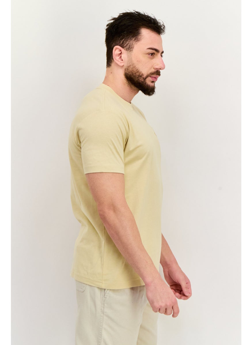 ESPRIT - Men Crew Neck Short Sleeves Brand Logo T-Shirt, Light Khaki - Image 1