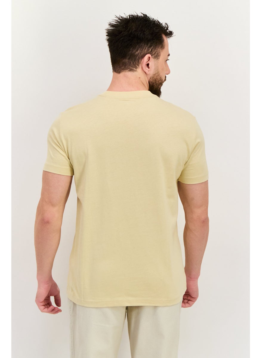 ESPRIT - Men Crew Neck Short Sleeves Brand Logo T-Shirt, Light Khaki - Image 1