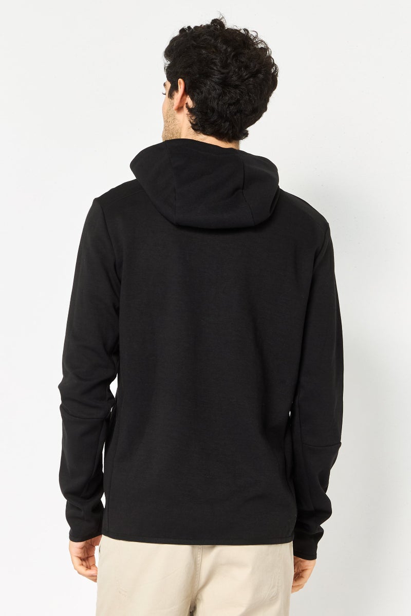 Celio هودي رجالي بأكمام طويلة سادة، أسود - Image 4