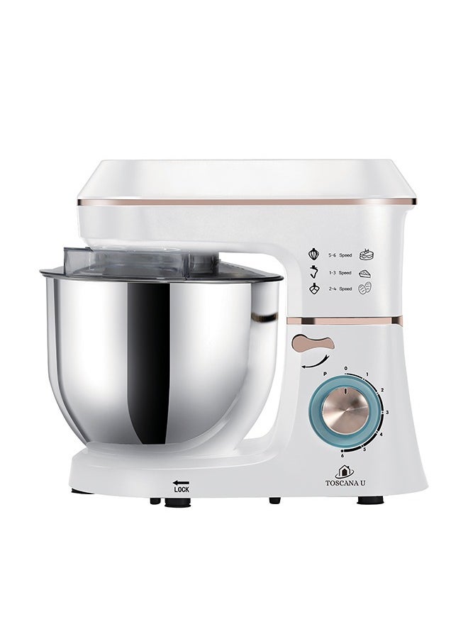 A set consisting of an electric fruit juicer with a power of 800 watts and a capacity of 600 ml and an electric mixer with a capacity of 7 liters and 1400 watts, equipped with a lid and LED lighting.