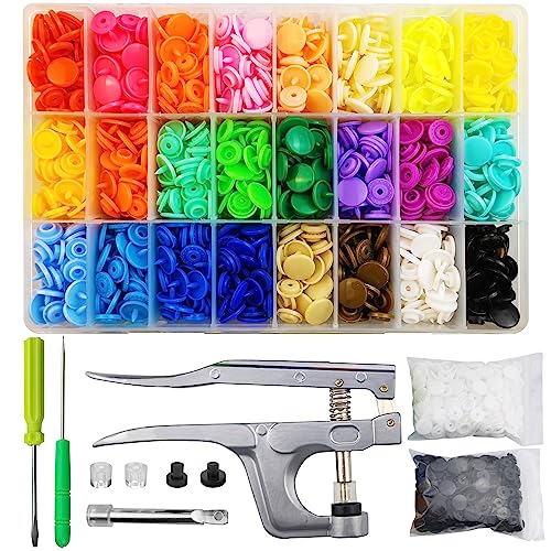 TmppDeco Plastic Snaps with Snap Pliers, 460 Sets 24-Colors Snap Buttons for Sewing, Snap Fasteners Kit for Sewing, Clothing, Crafting - Image 1
