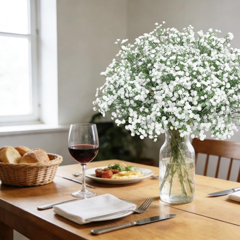 Roberly 30 Pcs Babys Breath Artificial Flowers, 22" Fake Gypsophila Flowers with Long Stems Real Touch Faux Greenery Plants DIY Flores Bouquet for Vase Wedding Floral Party Outdoor Garden Home Decor - Image 5