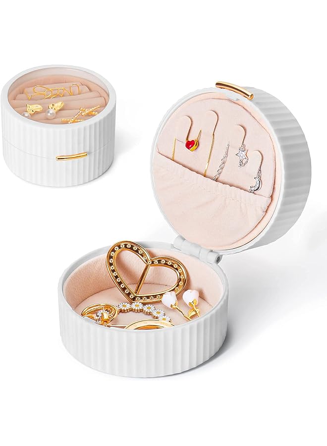 KASTWAVE Storage Box,portable Travel Jewelry Box Transparent Visible 2 Layers Display Box Ring, Earring, Necklace, Bracelet Organizer Jewelry Box (white) - Image 1