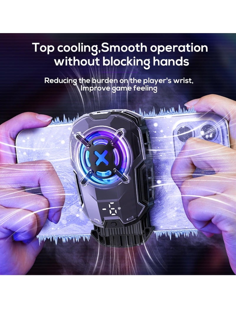 Cell Phone Cooler Fun Cooler DL16 27W Semiconductor Heatsink Cooling Pad with LED Temperature Display Intelligent Controls Fan Speed Settings PUGB Gaming Universal for 2.83-3.66 inches iOS Android  - Image 3