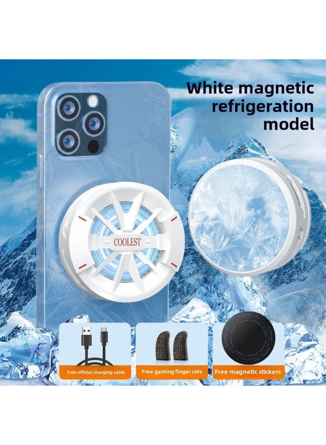 Mobile Phone Magnetic Radiator Semiconductor Icing Refrigeration Back Clip Game Live For Apple-Color:[cooling Master + E-sports Finger Gloves] - (white) Black  - Image 1
