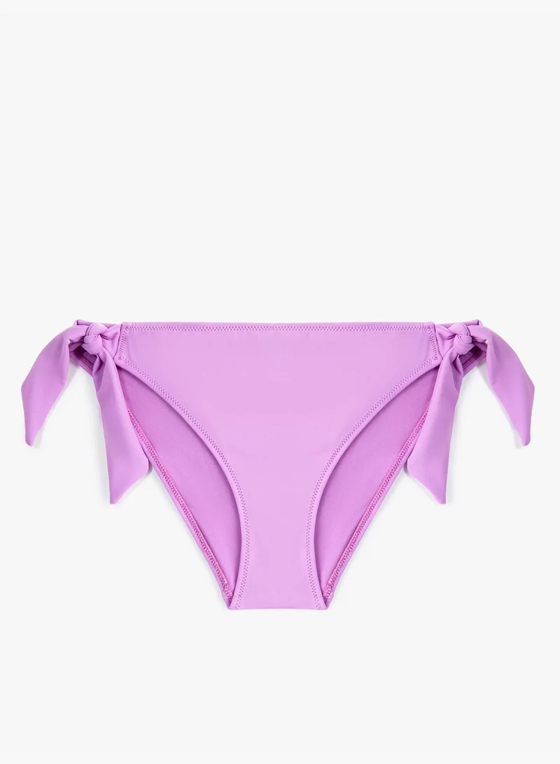 KOTON Basic Tie Side Detail Medium Rise Bikini Bottom