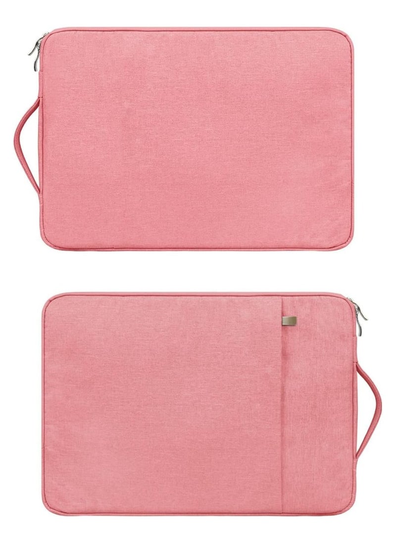 Generic 13.3 Inch Laptop Sleeve Case Compatible with MacBook Pro 14 M1 A2442,13" MacBook Air/Pro,13.3" Chromebook Notebook, Handbag with Handle Front Pocket Briefcase Polyester Waterproof Bag, Pink  - Image 2