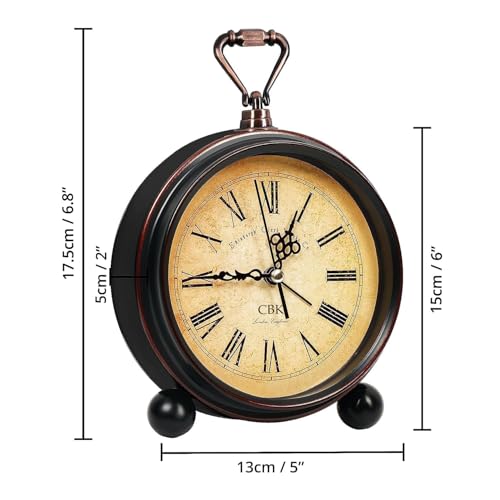 CBK Classic Vintage Alarm Clock, Roman Number Dial, Silent Quartz Non-Ticking, Antique Style Metal Table Clock for Bedroom, Office & Home Decoration(Roman Vintage) - Image 3