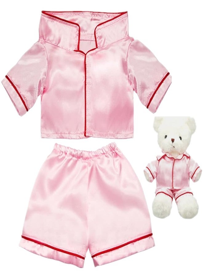 Skicuff 2 Pcs Bear Clothes Outfit Fit Most 12-16 Inch Stuffed Clothing Cute Plush Doll Clothes Plushy Bear Pajamas for Stuffed Make Your Own Plush Bears(Solid Style,Pink) - Image 1