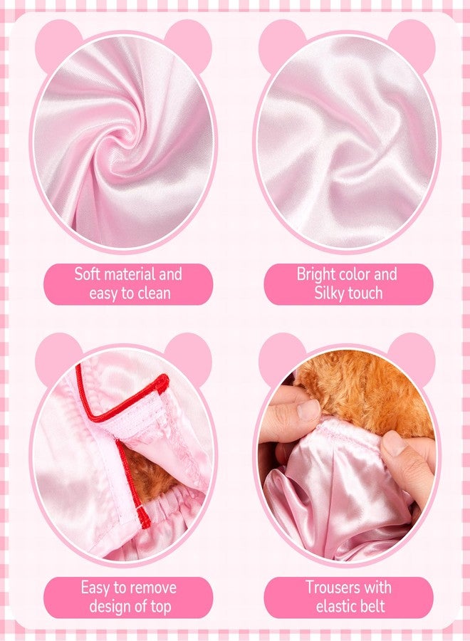 Skicuff 2 Pcs Bear Clothes Outfit Fit Most 12-16 Inch Stuffed Clothing Cute Plush Doll Clothes Plushy Bear Pajamas for Stuffed Make Your Own Plush Bears(Solid Style,Pink) - Image 4
