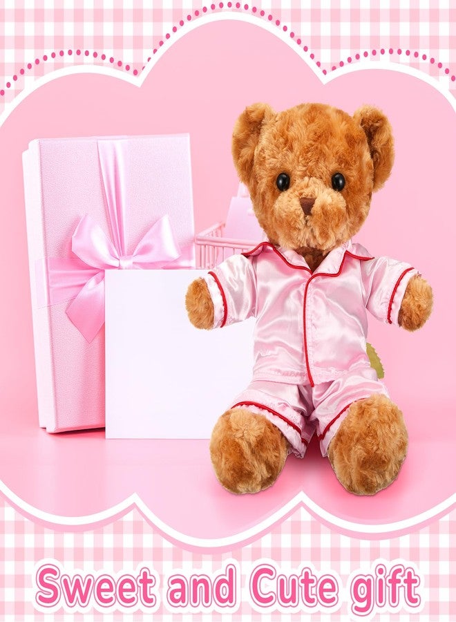 Skicuff 2 Pcs Bear Clothes Outfit Fit Most 12-16 Inch Stuffed Clothing Cute Plush Doll Clothes Plushy Bear Pajamas for Stuffed Make Your Own Plush Bears(Solid Style,Pink) - Image 3