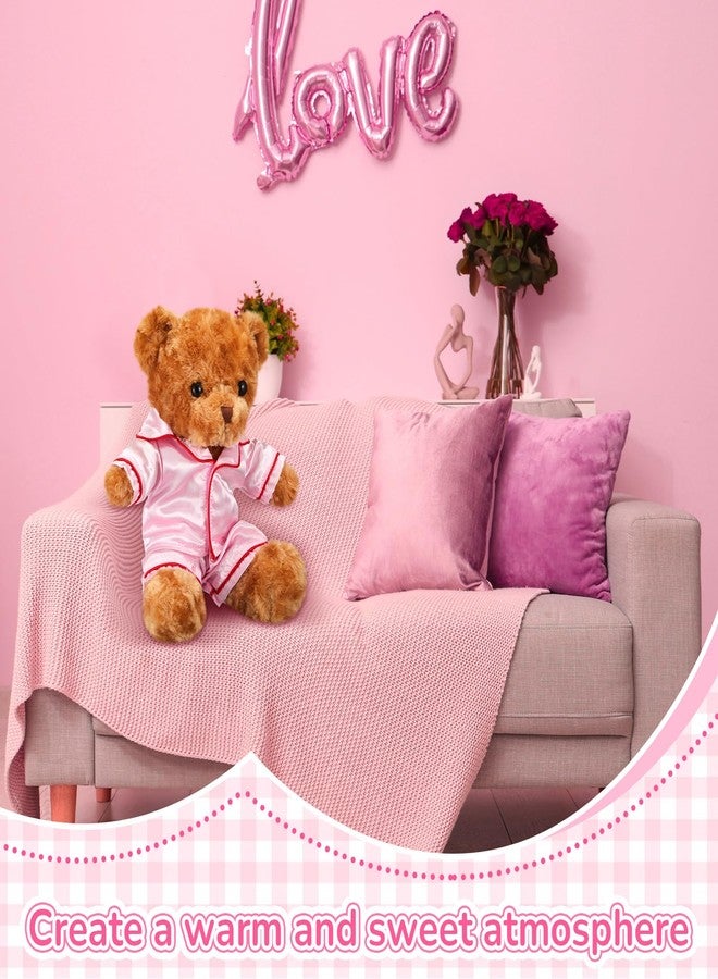 Skicuff 2 Pcs Bear Clothes Outfit Fit Most 12-16 Inch Stuffed Clothing Cute Plush Doll Clothes Plushy Bear Pajamas for Stuffed Make Your Own Plush Bears(Solid Style,Pink) - Image 2
