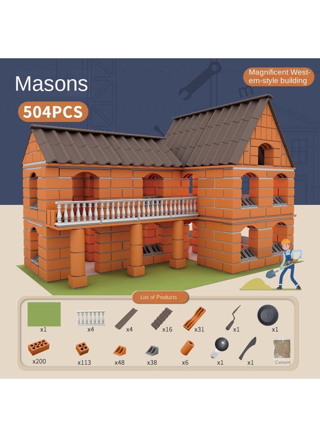 Bluejw Masons Children Masons Building House Building Blocks Small Masons Diy Cabin Mini Simulation Villa Model - Image 1