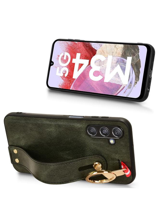 S-TOP Case For Samsung Galaxy M34 5G Wristband Leather Back Phone Case - Image 4