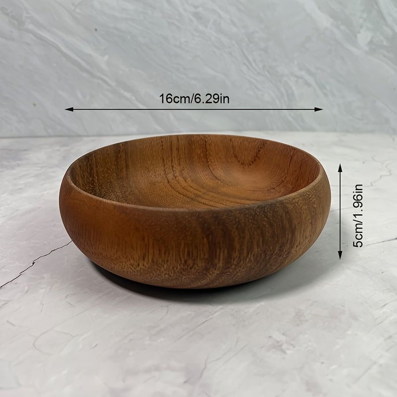 Rosewood Japanese Solid Wood Large Bowl 5.51in Circular Salad Dish - Image 3
