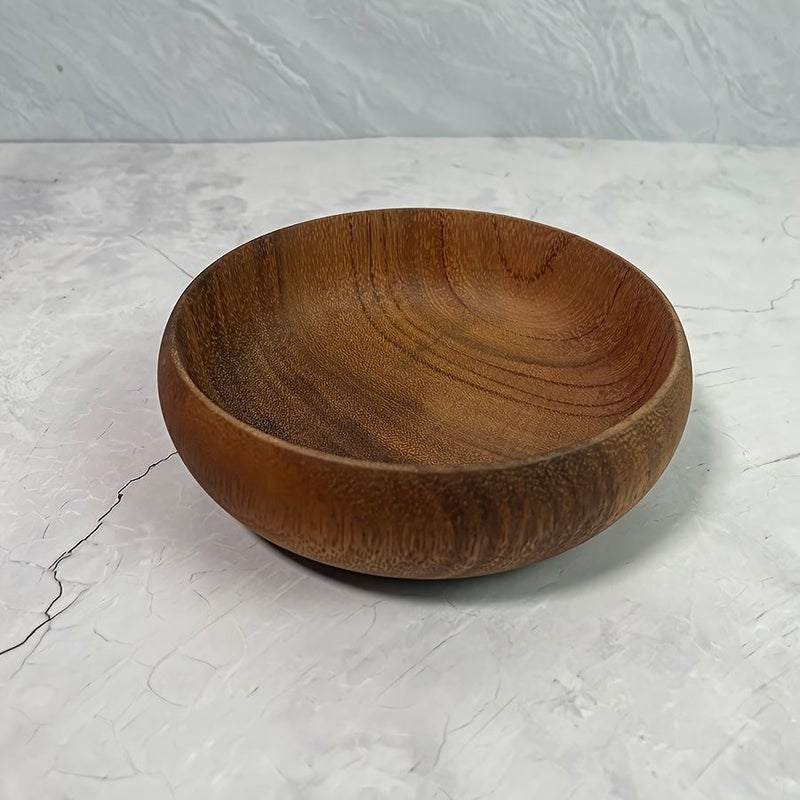 Rosewood Japanese Solid Wood Large Bowl 5.51in Circular Salad Dish - Image 2