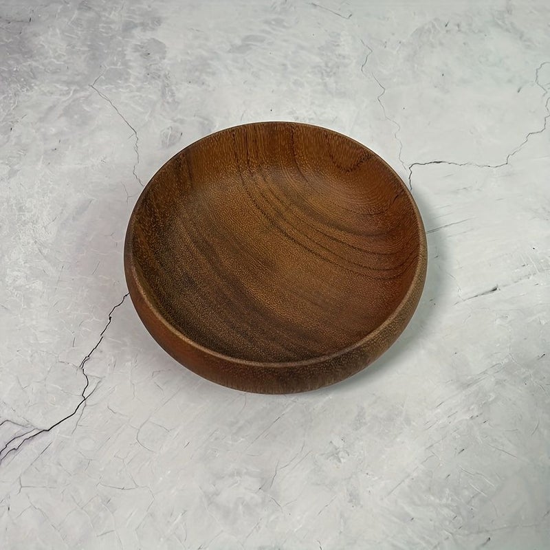 Rosewood Japanese Solid Wood Large Bowl 5.51in Circular Salad Dish - Image 4