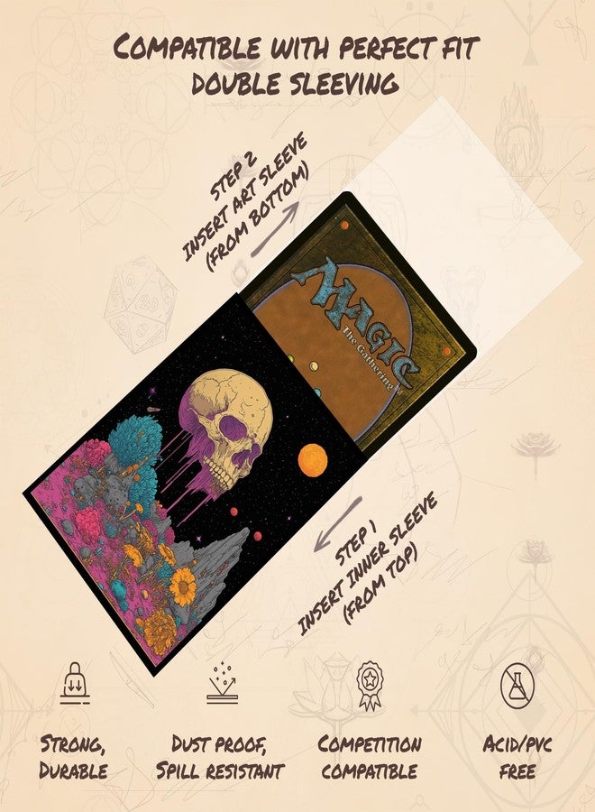 Paramint Psychedelic Skull 1 MTG Card Sleeves (Smooth) - 104 Count Standard Size TCG Sleeves - Compatible with Magic The Gathering - Double Sleeving - Original Art Design, Premium Protection - Image 5