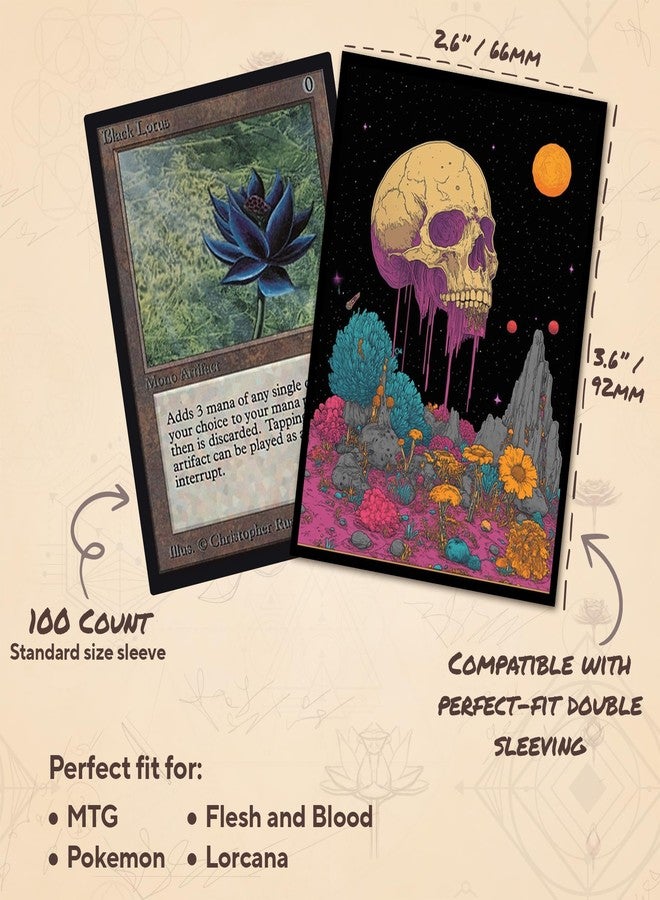 Paramint Psychedelic Skull 1 MTG Card Sleeves (Smooth) - 104 Count Standard Size TCG Sleeves - Compatible with Magic The Gathering - Double Sleeving - Original Art Design, Premium Protection - Image 3