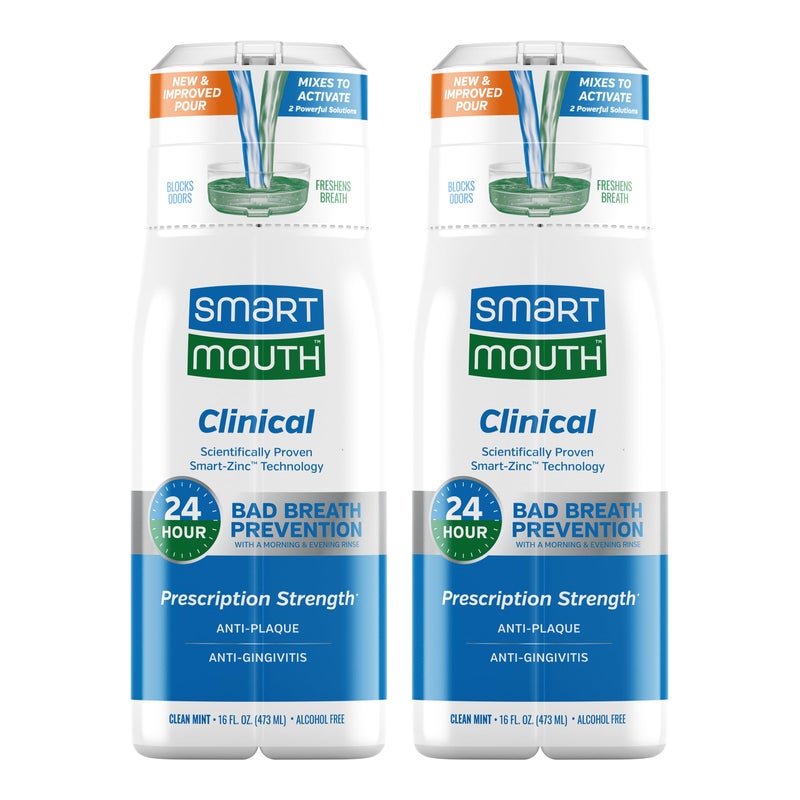 SmartMouth DDS Activated Clinical Mouthwash for Fresh Breath Clinical Strength Mouthwash for Gum Health Gingivitis More Clean Mint Flavor 16 fl oz 2 Pack