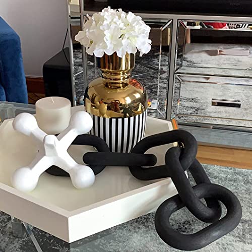 HMASYO Black Wood Chain Link Decor, 5-Link Wooden Decorative Chain Home Decor Accents, Coffee Table Decor, Shelf Decor Aesthetic, Modern Bookshelf Table Decorative Objects for Living Room - Image 5