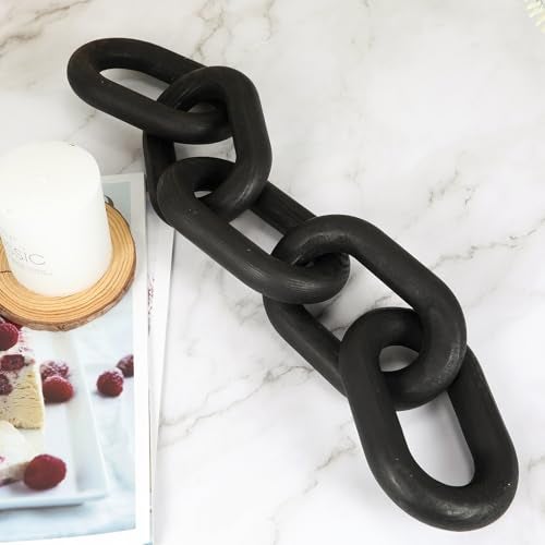 HMASYO Black Wood Chain Link Decor, 5-Link Wooden Decorative Chain Home Decor Accents, Coffee Table Decor, Shelf Decor Aesthetic, Modern Bookshelf Table Decorative Objects for Living Room - Image 2