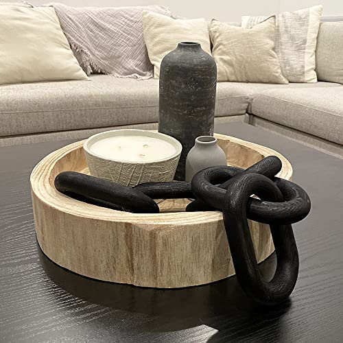 HMASYO Black Wood Chain Link Decor, 5-Link Wooden Decorative Chain Home Decor Accents, Coffee Table Decor, Shelf Decor Aesthetic, Modern Bookshelf Table Decorative Objects for Living Room - Image 1