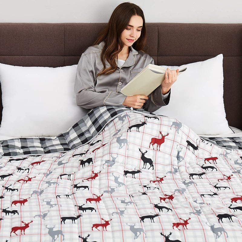 CuteKing Weighted Blanket - Weighted Blanket with Premium Glass Beads - Breathable Heavy Blanket for Comfort Sleep - Thick Blanket All Season(10lbs, 40"x60", Deer) - Image 5