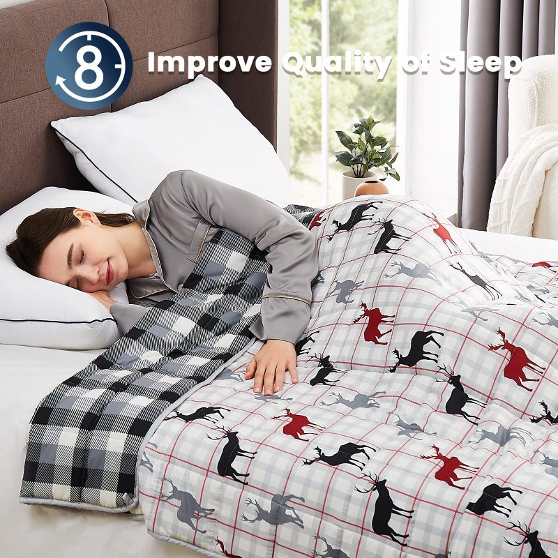 CuteKing Weighted Blanket - Weighted Blanket with Premium Glass Beads - Breathable Heavy Blanket for Comfort Sleep - Thick Blanket All Season(10lbs, 40"x60", Deer) - Image 2