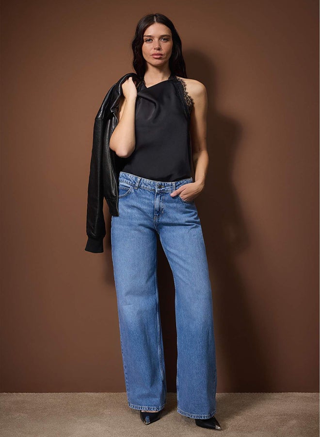 trendyol Blue Regular Waist Wide Leg Jeans - Image 1