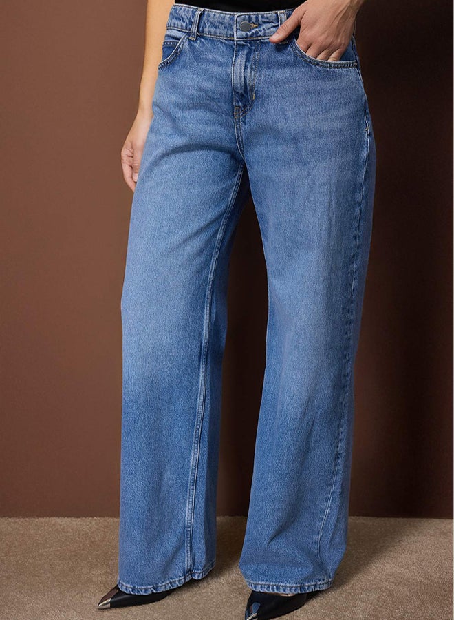 trendyol Blue Regular Waist Wide Leg Jeans - Image 3