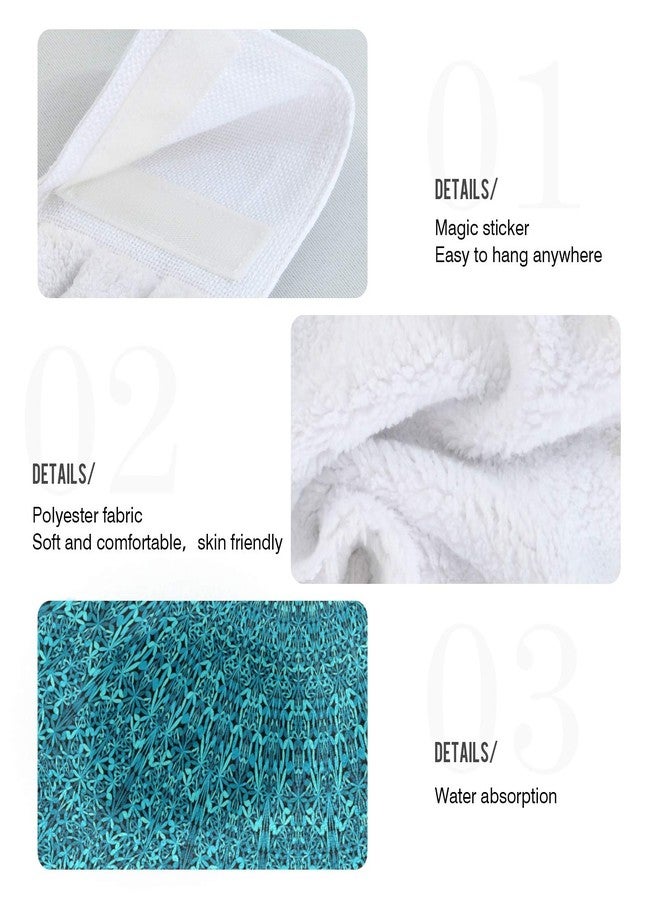 Oarencol Teal Boho Mandala Flower Kitchen Hand Towel Absorbent Hanging Tie Towels with Loop for Bathroom 2 Pcs - Image 3