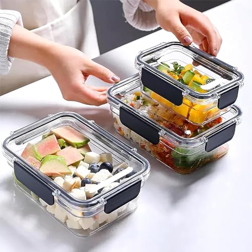 TASMAX Airtight leakproof storage box for kitchen air tight containers for storage boxes for fridge storage boxes for vegetables Durable Odor-Free and Stackable Set of 3 1200ML x1, 800ML x1, 300ML x1 - Image 1