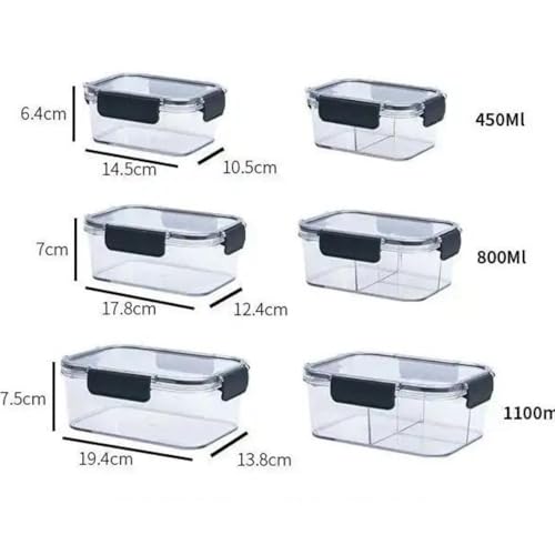 TASMAX Airtight leakproof storage box for kitchen air tight containers for storage boxes for fridge storage boxes for vegetables Durable Odor-Free and Stackable Set of 3 1200ML x1, 800ML x1, 300ML x1 - Image 4