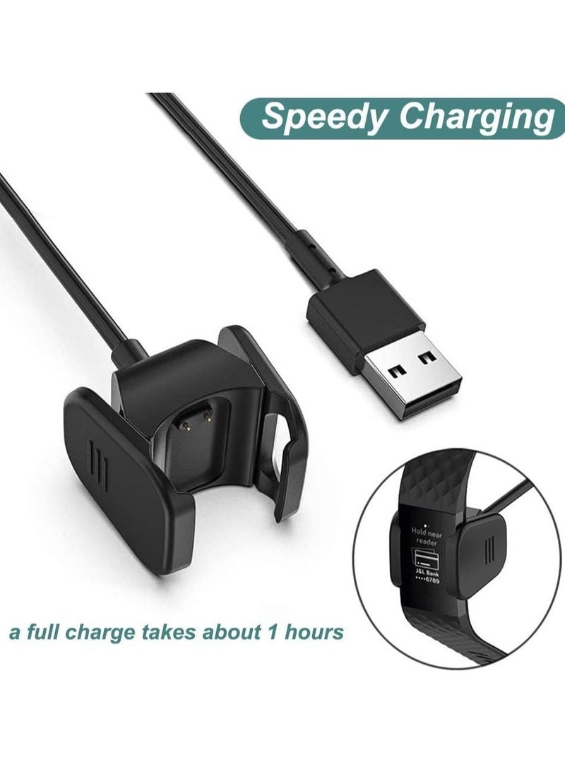 Y&D - Charger for Fitbit Charge 4, Replacement USB Charging Cable Cord Dock Adapter 4 Fitness Wristband (2Pack, 1m/3.3ft) - Image 1