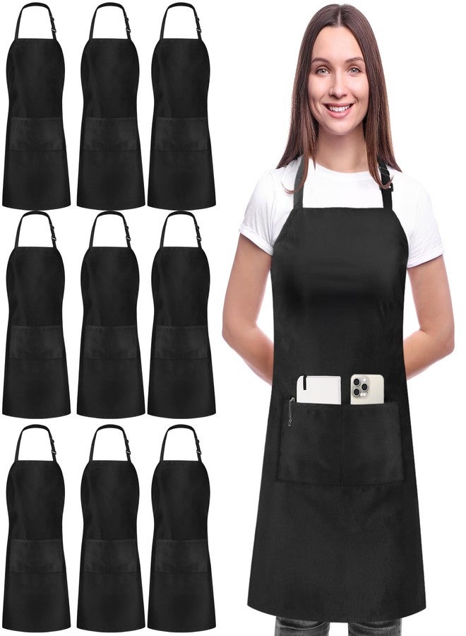 Utopia Kitchen 10 Pack Bib Apron, Unisex Adjustable Aprons with 2 Pockets, Waterdrop Resistant Cooking Kitchen Chef Apron for Men Women - Image 1