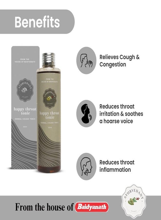 Ayurvedant Baidyanath Ayurvedant Happy Throat Tonic Herbal Cough Syrup - 200ml for Sore Throat, Dry Cough, and Allergic Cough Relief (Pack of 1) - Image 3