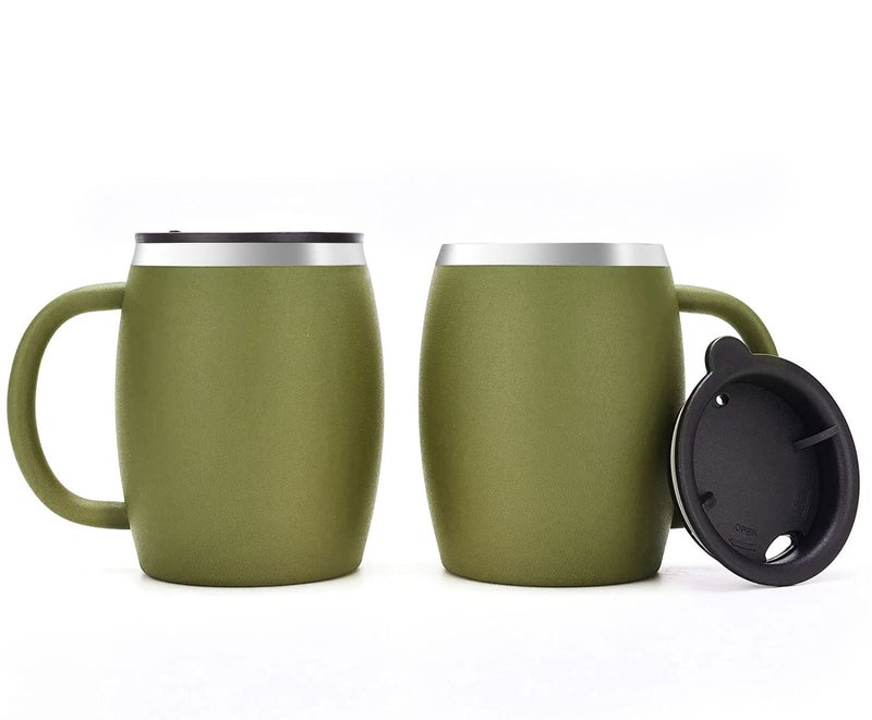 CHILLOUT LIFE Stainless Steel Insulated Coffee Mugs Set of 2 (14oz) - Double Wall Coffee Cups With Spill Resistant Lid & Strong Handle  Shatterproof Cups for Cold Drinks  Hot Beverages  Indoor & Outdoor Use - Image 2