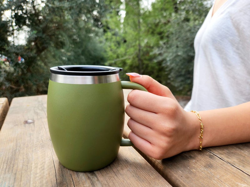 CHILLOUT LIFE Stainless Steel Insulated Coffee Mugs Set of 2 (14oz) - Double Wall Coffee Cups With Spill Resistant Lid & Strong Handle  Shatterproof Cups for Cold Drinks  Hot Beverages  Indoor & Outdoor Use - Image 5