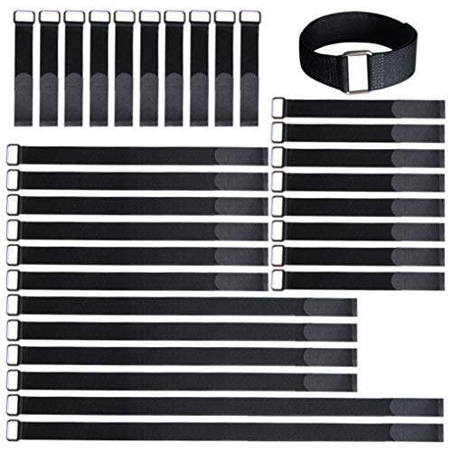 VIGAER 8"12"18"24"30" Hook and Loop Fastening Cable Strap - 30 Pack Reusable Nylon Extend Securing Strap - Adjustable Cinch Strap with Buckle - Image 1