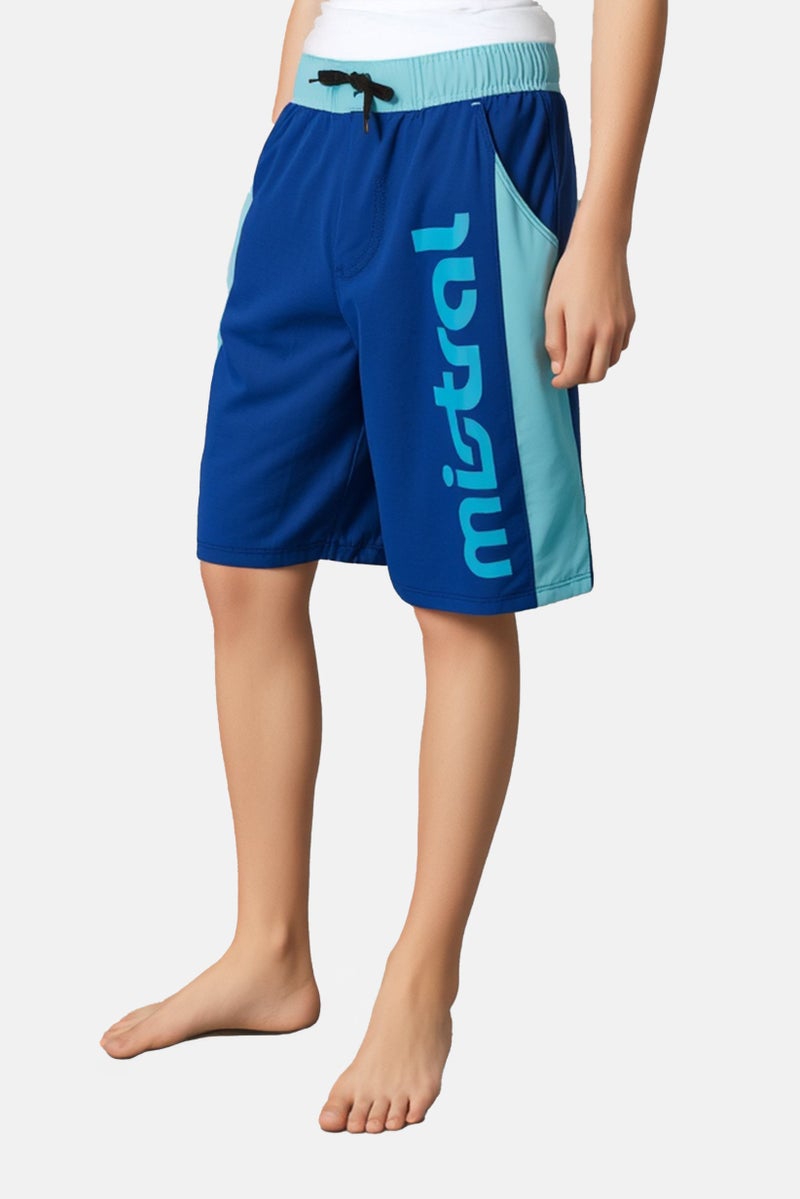 Lefties Kids Boy Mistral Drawstring Board Shorts, Blue - Image 1