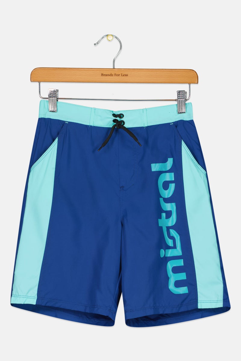 Lefties Kids Boy Mistral Drawstring Board Shorts, Blue - Image 2