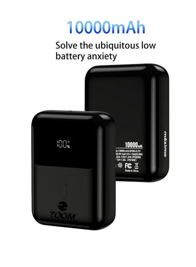 Zoom Plus Premium Portable Charger, 10000mAh Capacity, Supports 22.5W Fast Charging, Includes Built-in Cable and Digital Display, Compact and Portable Charger for iPhones, Android Devices, and USB-C - Model ZP34 - Image 1