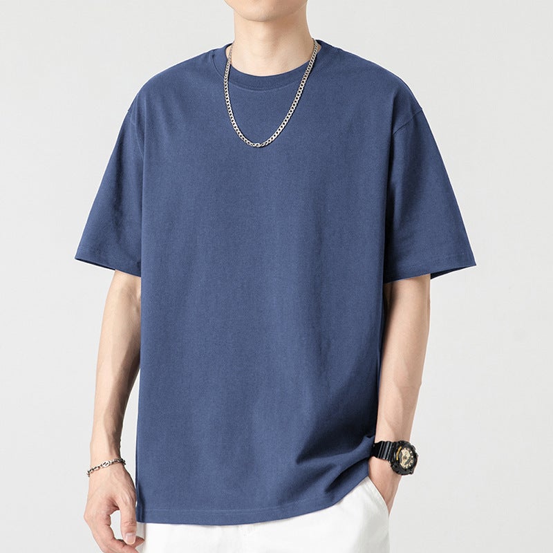 Pure Cotton Heavy Loose Base Shirt Casual Basic Short-Sleeved T-Shirt Pure Cotton Vintage Pure Cotton T-Shirt Pattern Fashion - Image 1